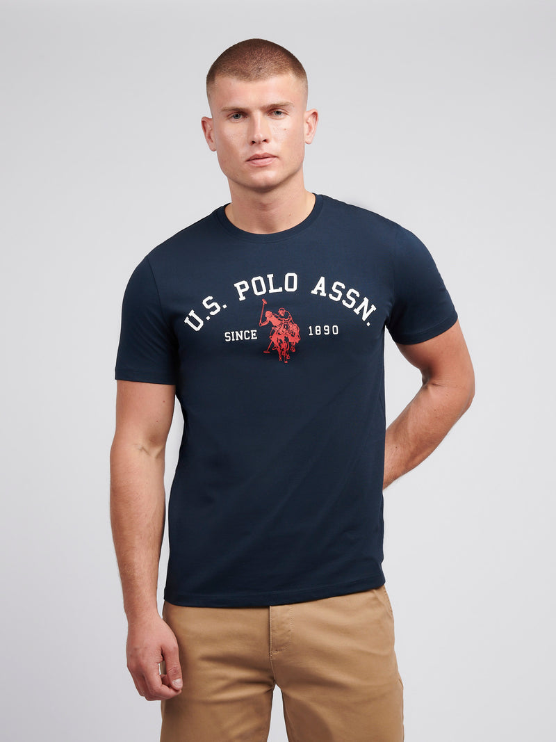 Mens Signature Arch Print T-Shirt in Dark Sapphire Navy