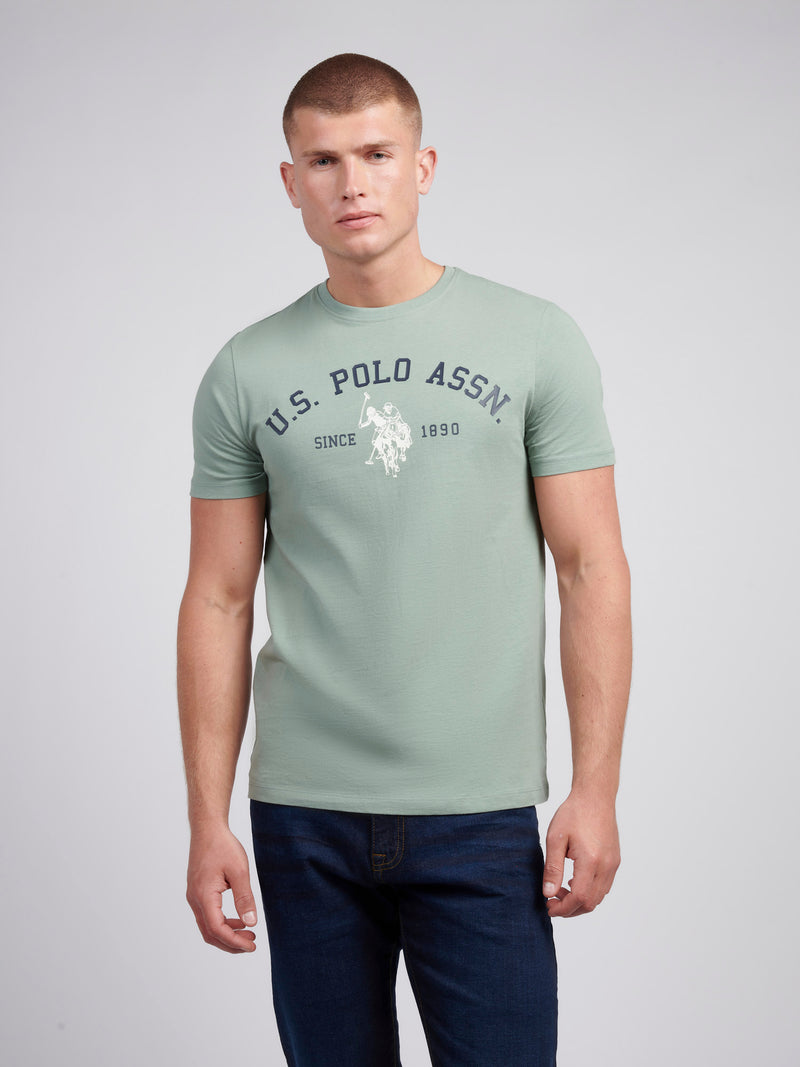 Mens Signature Arch Print T-Shirt in Chinois Green