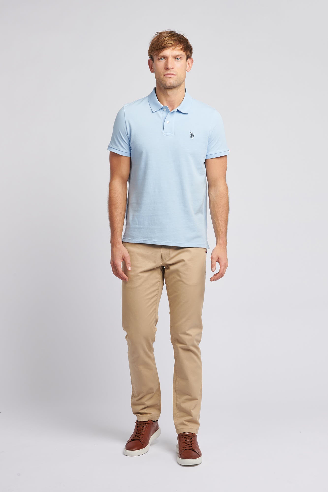 2 For £75 Offer - Mens Pique Polo Shirt in Chambray Blue