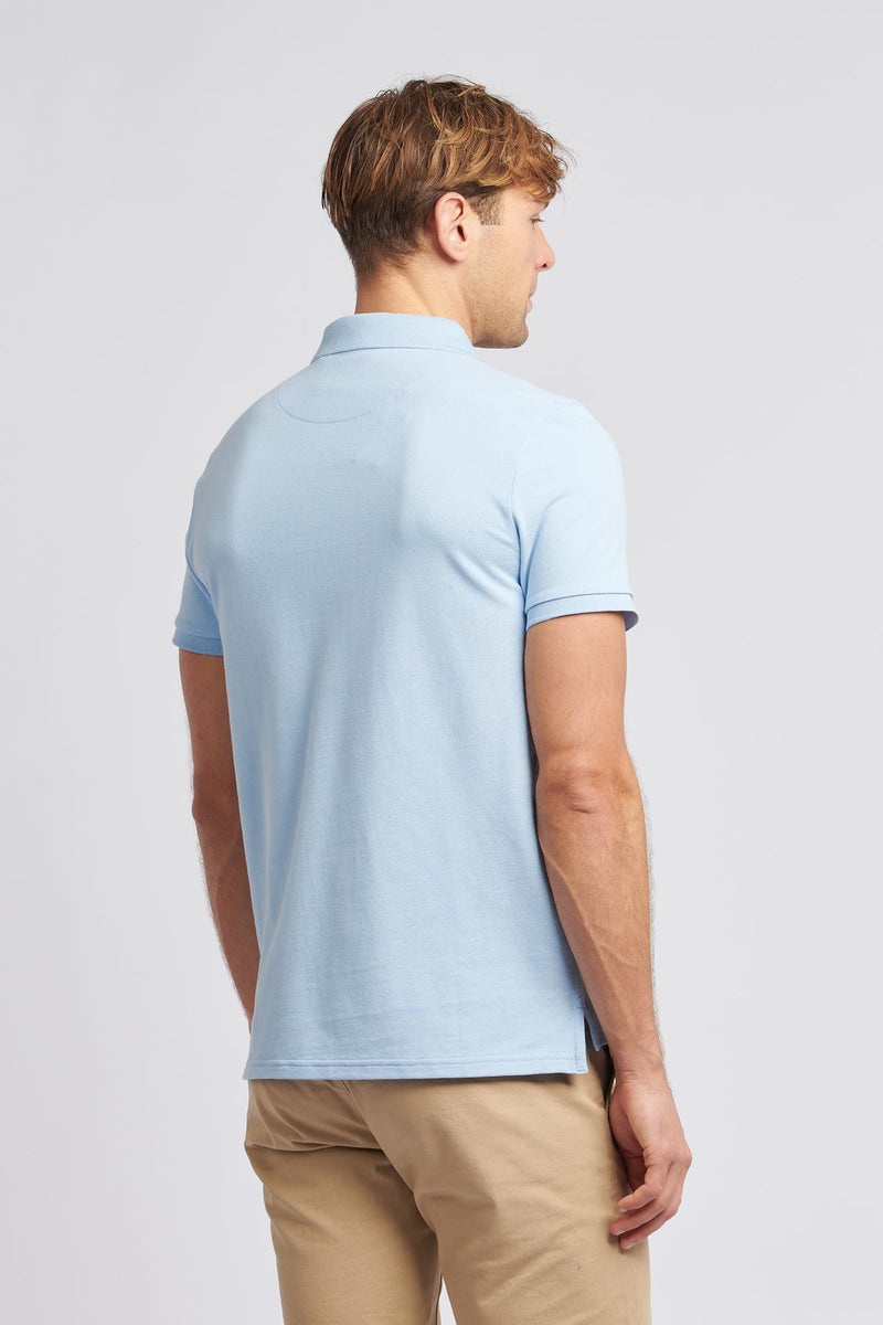 2 For £75 Offer - Mens Pique Polo Shirt in Chambray Blue