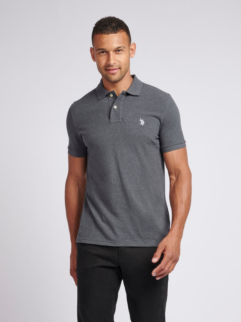 2 For £75 Offer - Mens Pique Polo Shirt in Charcoal Marl