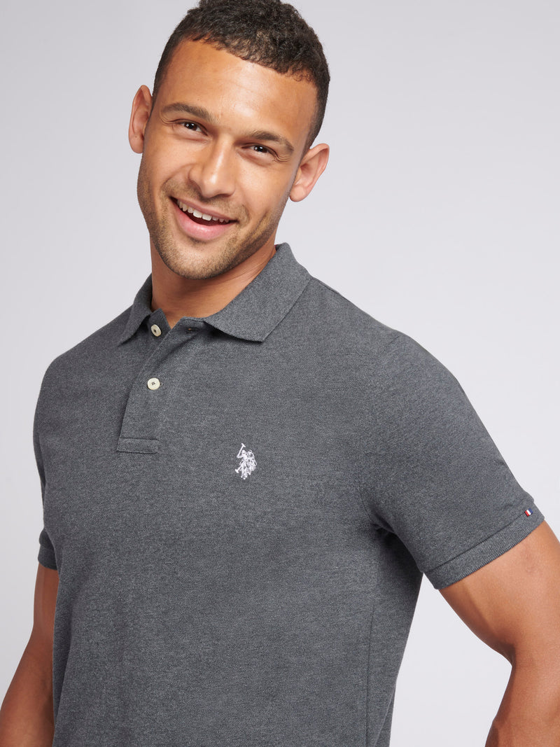 2 For £75 Offer - Mens Pique Polo Shirt in Charcoal Marl