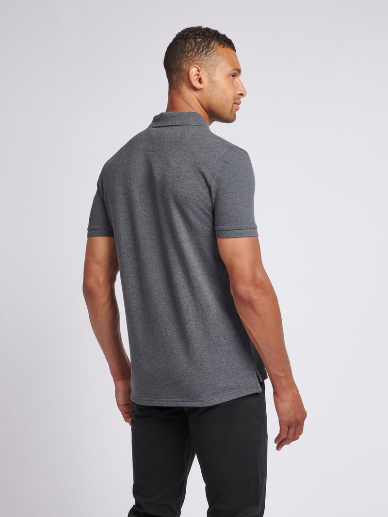 2 For £75 Offer - Mens Pique Polo Shirt in Charcoal Marl