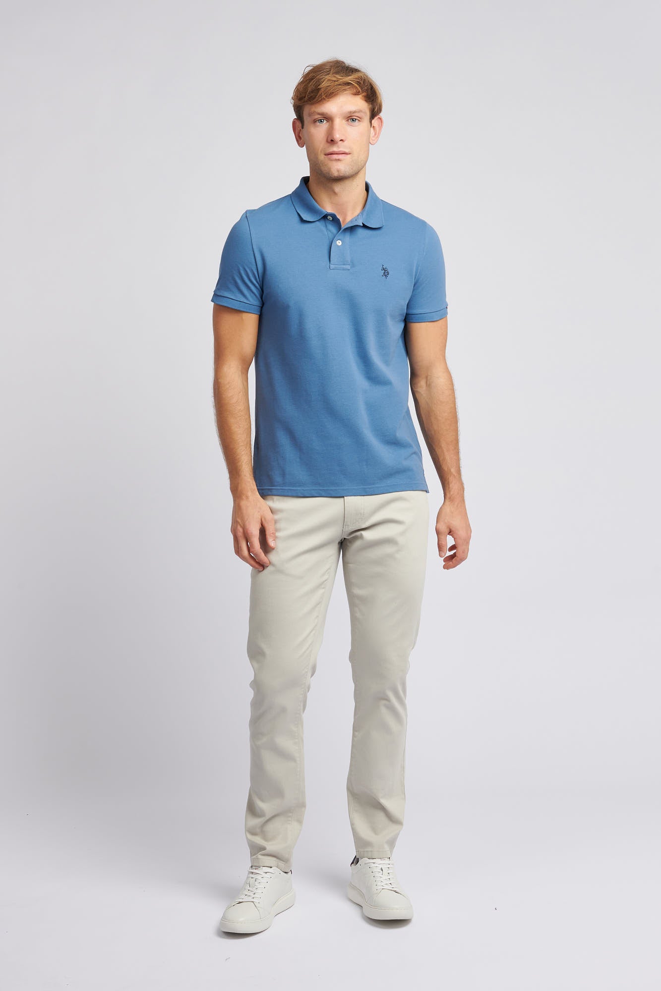 2 For £75 Offer - Mens Pique Polo Shirt in Blue Horizon