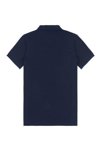 Mens Pique Polo Shirt in Dark Sapphire Navy / Haute Red DHM