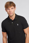 2 For £75 Offer - Mens Pique Polo Shirt in Black Bright White DHM