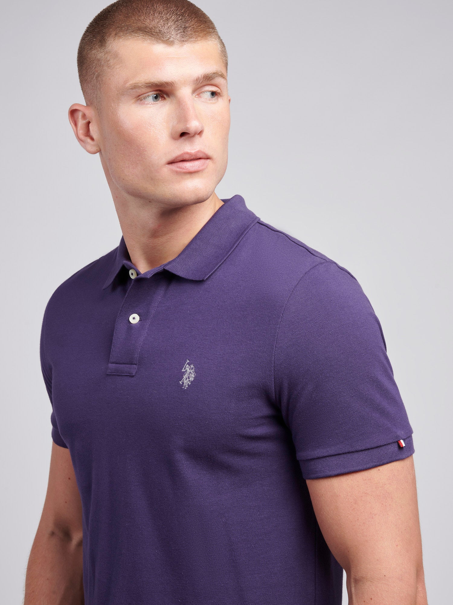 2 For £75 Offer - Mens Pique Polo Shirt in Purple Plumeria