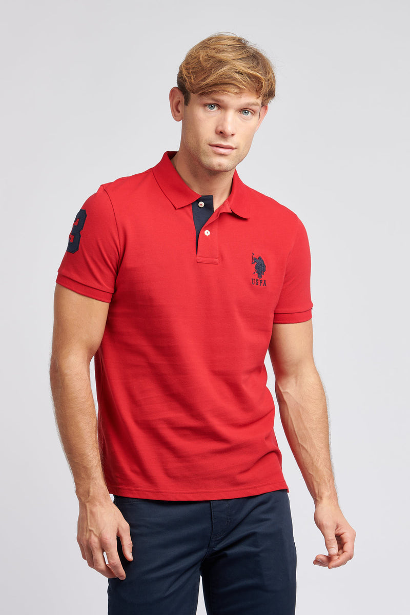 Mens Player 3 Pique Polo Shirt in Haute Red