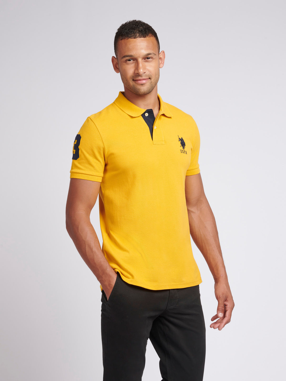 Mens Player 3 Pique Polo Shirt in Mango Mojito