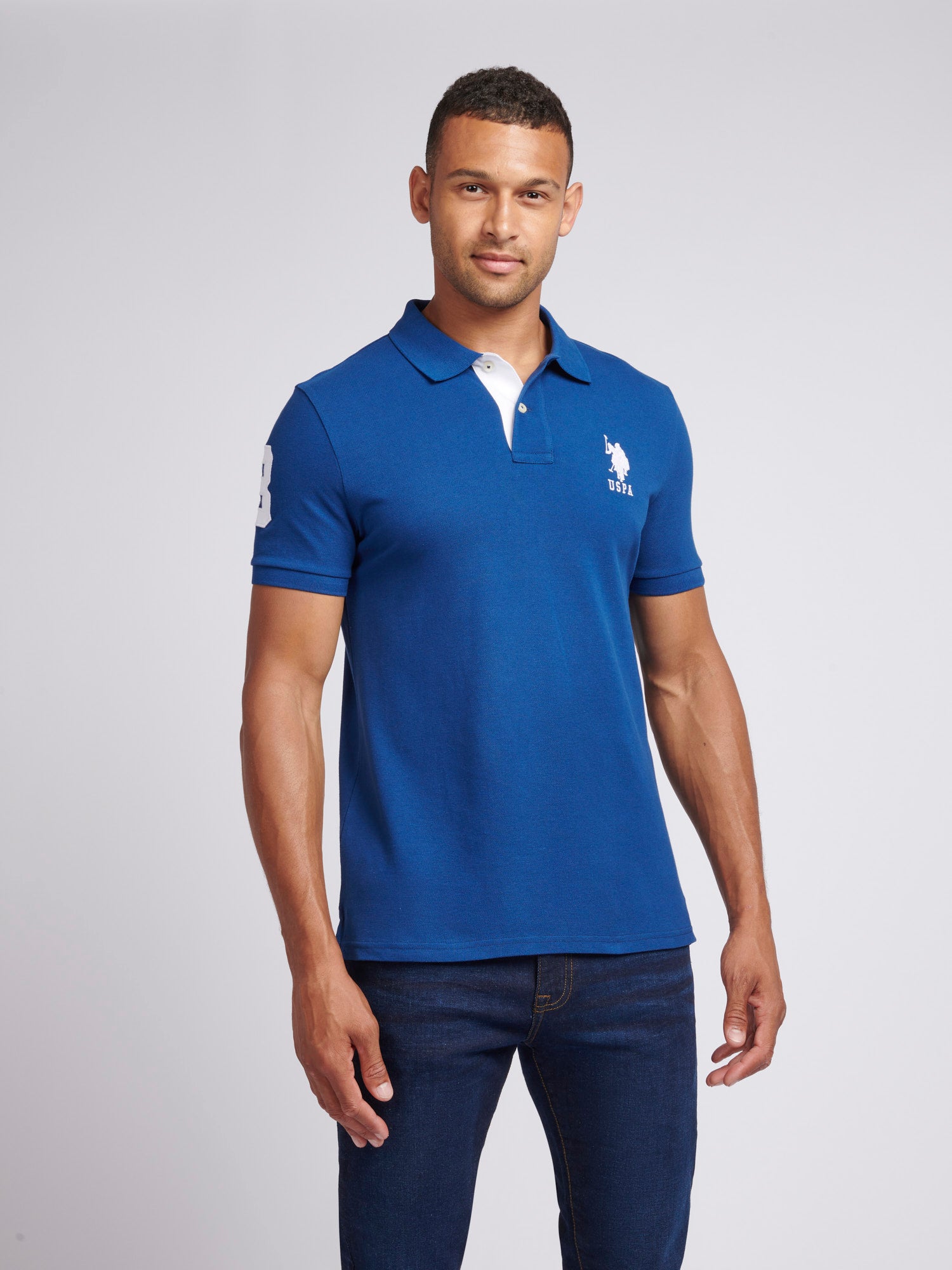 Mens Player 3 Pique Polo Shirt in Navy Peony