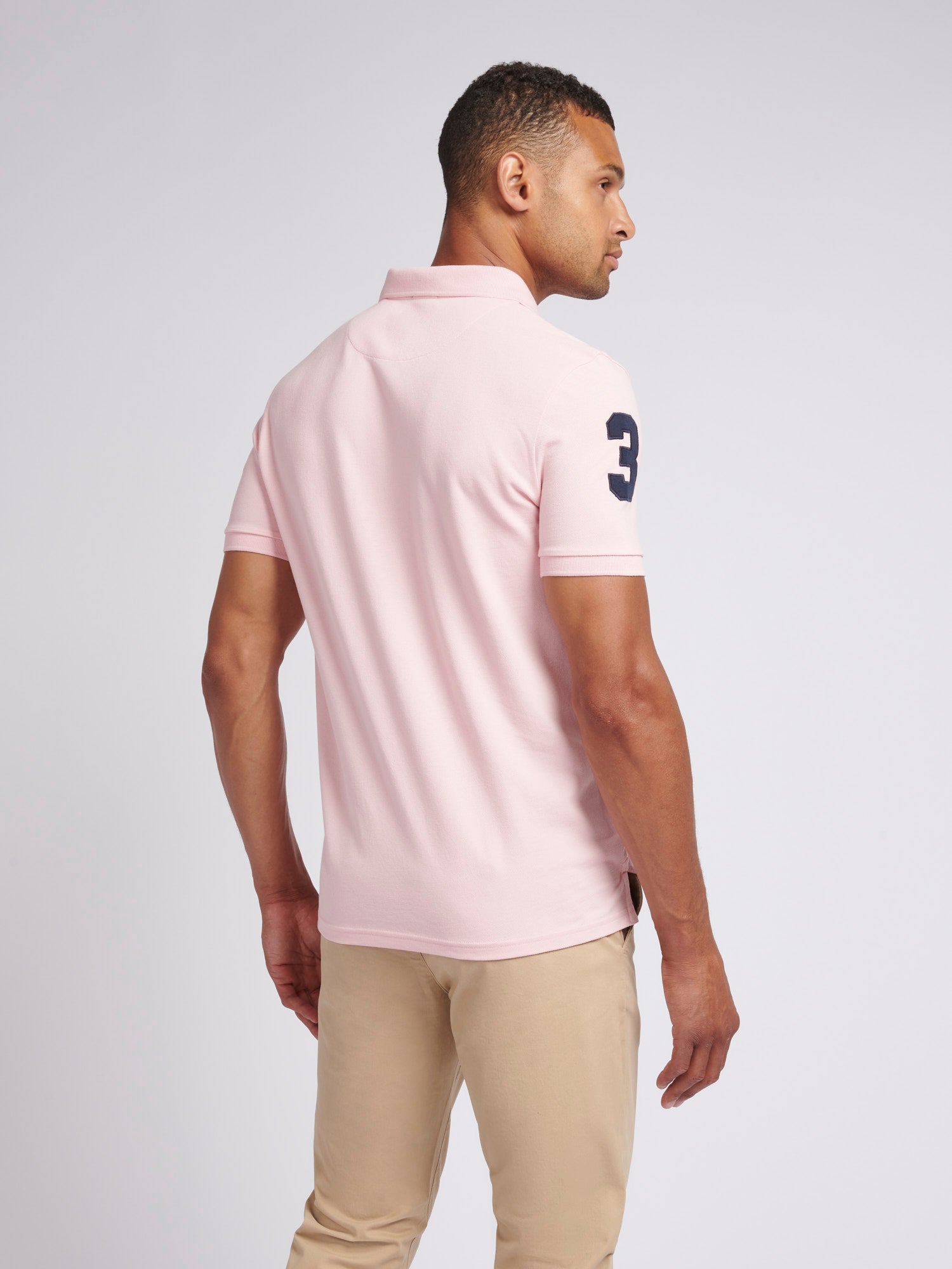 2 For £75 Offer -Mens Player 3 Pique Polo Shirt in Tickled Pink