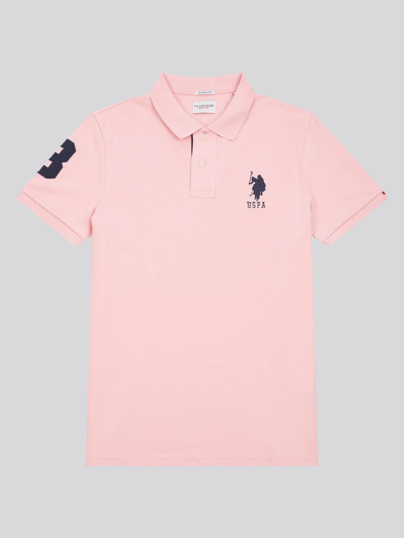 2 For £75 Offer -Mens Player 3 Pique Polo Shirt in Tickled Pink