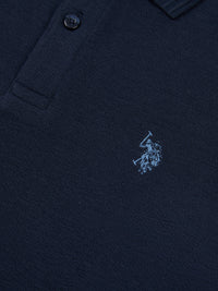 Mens Textured Terry Polo Shirt in Dark Sapphire Navy / Moonlight Blue DHM