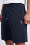 Mens Classic Fit Luxe Sweat Shorts in Dark Sapphire Navy / White DHM