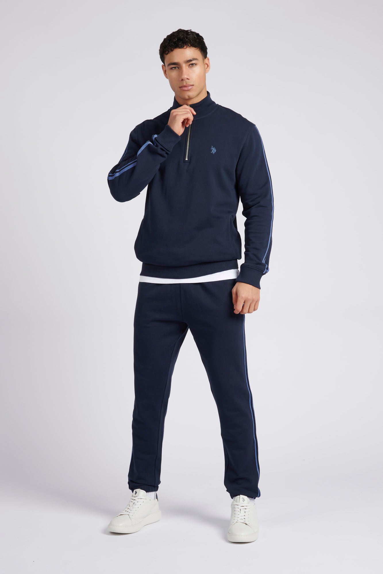 Mens Classic Fit Taped Joggers in Dark Sapphire Navy