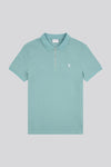 Mens Double Horsemen Textured Polo Shirt in Mineral Blue