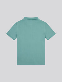 Mens Double Horsemen Textured Polo Shirt in Mineral Blue