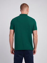 Mens Double Horsemen Textured Polo Shirt in Rain Forest