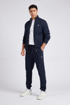 Mens Classic Fit Pin Tuck Joggers in Dark Sapphire Navy / White DHM