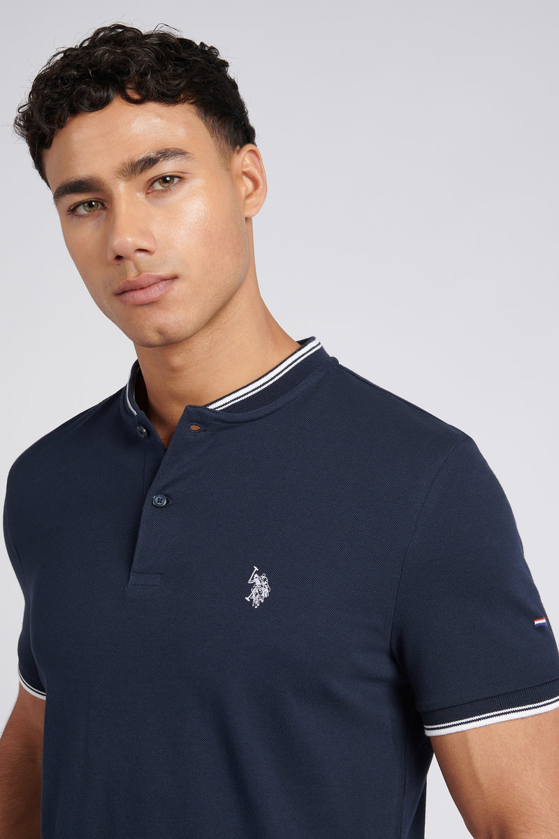 Mens Regular Fit Baseball Polo Shirt in Dark Sapphire Navy