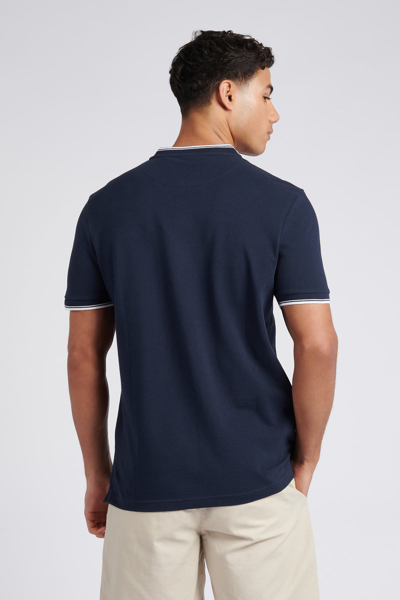 Mens Regular Fit Baseball Polo Shirt in Dark Sapphire Navy