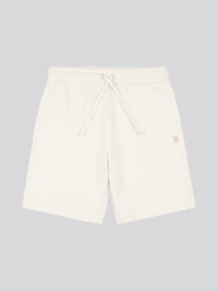 Mens Classic Fit Double Horsemen Sweat Shorts in Whisper White