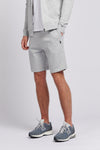 Mens Classic Fit Double Horsemen Sweat Shorts in Mid Grey Marl