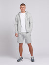 Mens Classic Fit Double Horsemen Sweat Shorts in Mid Grey Marl