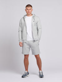 Mens Classic Fit Double Horsemen Sweat Shorts in Mid Grey Marl