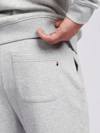 Mens Classic Fit Double Horsemen Sweat Shorts in Mid Grey Marl