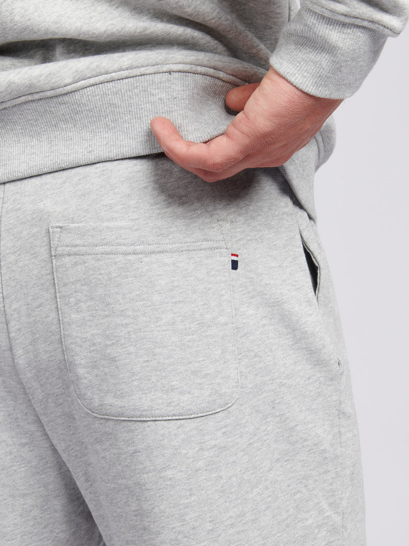 Mens Classic Fit Double Horsemen Sweat Shorts in Mid Grey Marl