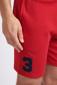 Mens Classic Fit Player 3 Sweat Shorts in Haute Red