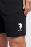 Mens Classic Fit Player 3 Sweat Shorts in Black Bright White DHM