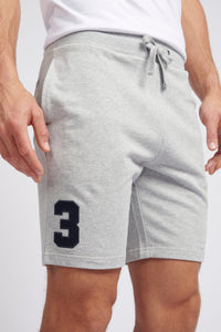 Mens Classic Fit Player 3 Sweat Shorts in Mid Grey Marl