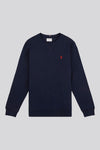 Mens Classic Fit Double Horsemen Sweatshirt in Dark Sapphire Navy / Haute Red DHM