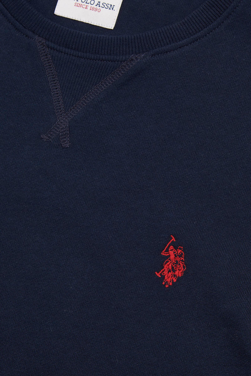 Mens Classic Fit Double Horsemen Sweatshirt in Dark Sapphire Navy / Haute Red DHM