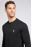 Mens Classic Fit Double Horsemen Sweatshirt in Black Bright White DHM