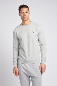 Mens Classic Fit Double Horsemen Sweatshirt in Mid Grey Marl