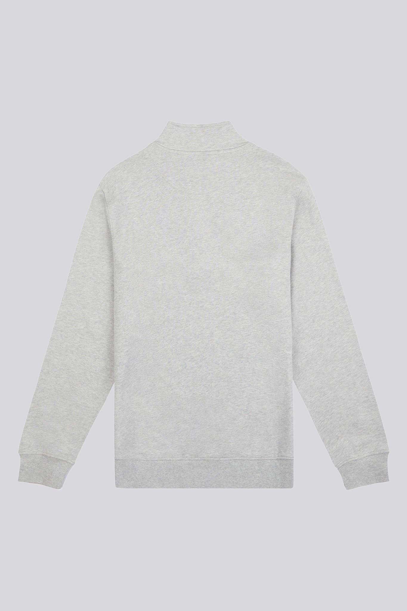 Mens Double Horsemen ¼ Zip Loop Back Sweatshirt in Mid Grey Marl