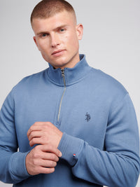 Men's Herringbone ¼ Zip Sweatshirt in Blue Horizon