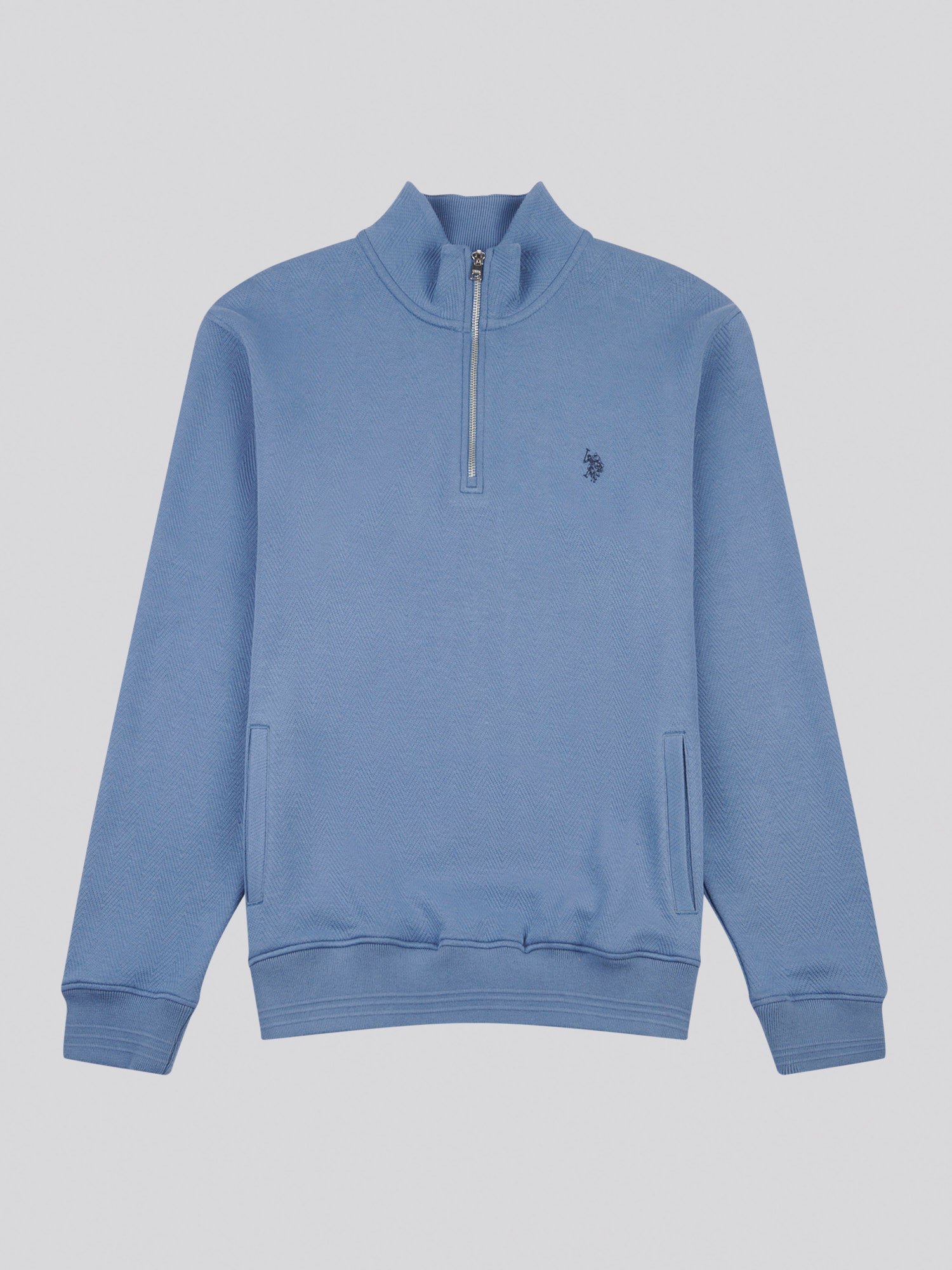 Men's Herringbone ¼ Zip Sweatshirt in Blue Horizon