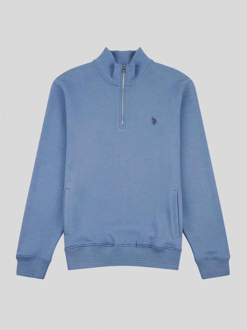 Men's Herringbone ¼ Zip Sweatshirt in Blue Horizon