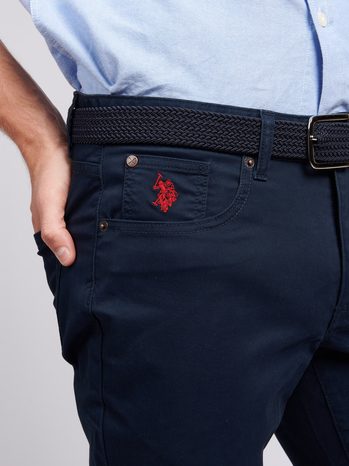 Mens Core 5 Pocket Trousers in Dark Sapphire Navy / Moonlight Blue DHM