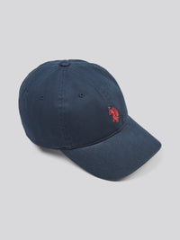 Mens Washed Casual Cap in Dark Sapphire Navy / Haute Red DHM