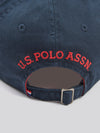 Mens Washed Casual Cap in Dark Sapphire Navy / Haute Red DHM