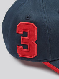 Mens Player 3 Baseball Cap in Dark Sapphire Navy / Haute Red DHM