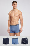 Mens 3 Pack Mixed Boxer Shorts in Dark Sapphire Navy