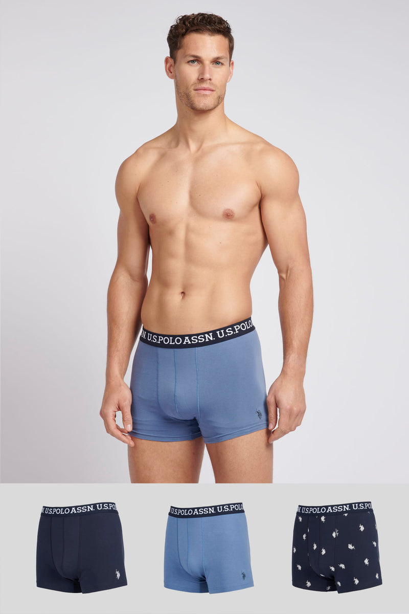 Mens 3 Pack Mixed Boxer Shorts in Dark Sapphire Navy