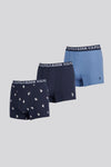 Mens 3 Pack Mixed Boxer Shorts in Dark Sapphire Navy