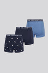 Mens 3 Pack Mixed Boxer Shorts in Dark Sapphire Navy